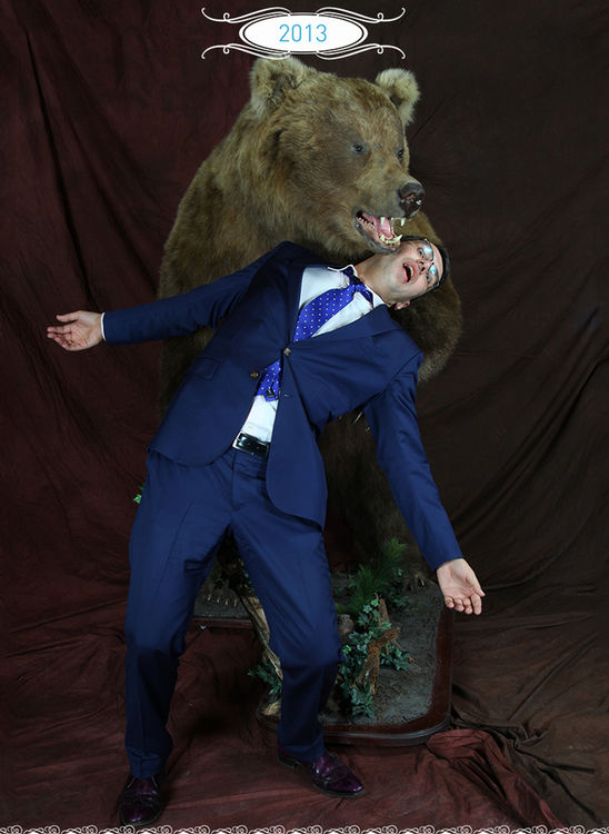 Aris Dreimanis and Bear having a friendly tumble.
