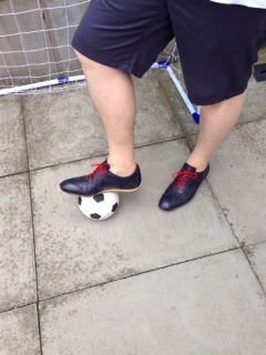 Chelsea's new summer signing Nick Johnson , hard at pre season training in his back garden , the Blu