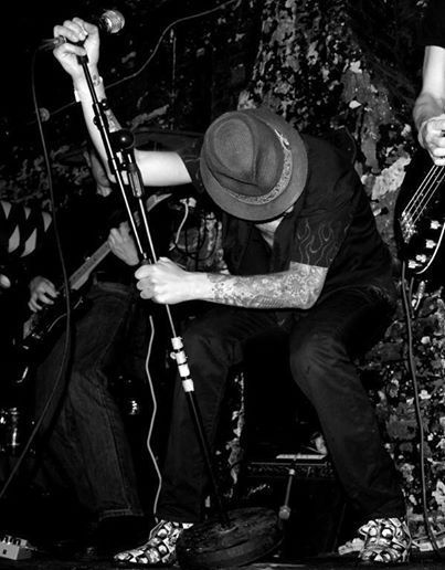 Matt Pereira rocking his limited edition Vince Ray boots on stage with the band 'Kid Slug' in Soho!