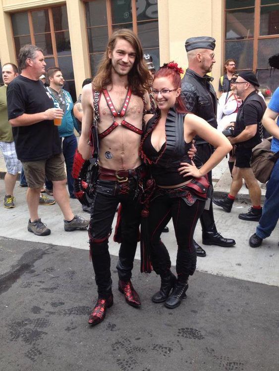 Tom Adams wearing his Rafael Red Skull boots at the Folsom Leather Fest in San Francisco!