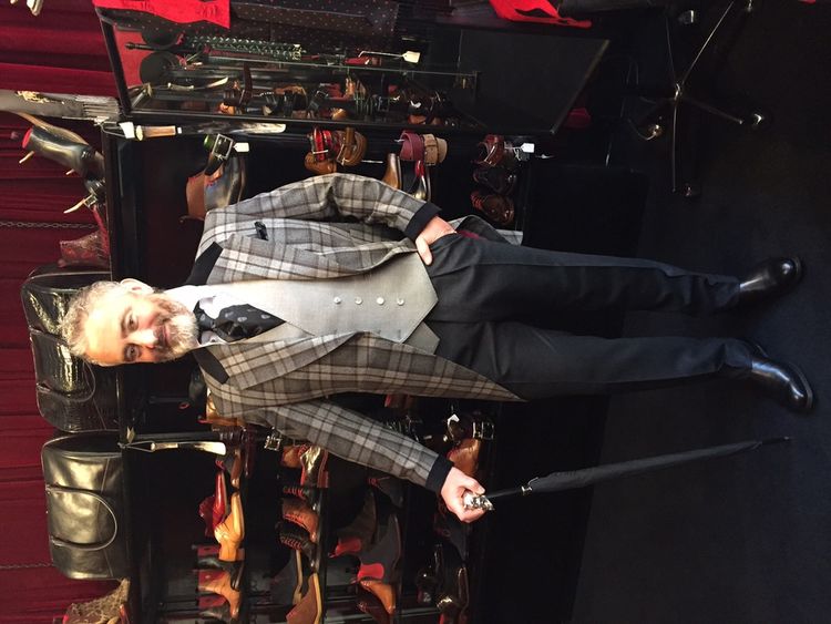 The extremly dapper Joseph in his wedding threads and Jeffery-West accessories