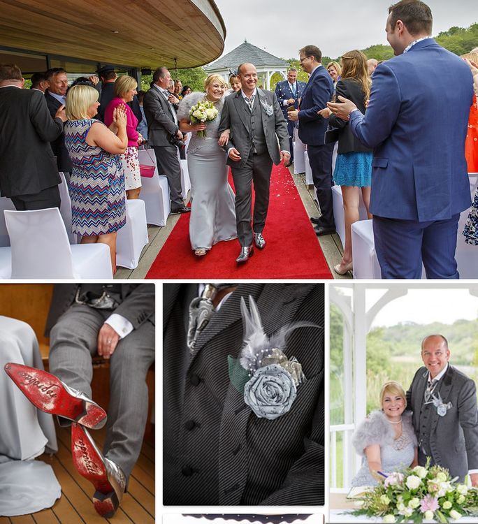 A fantastic shot of Christian Hall on his wedding day, suited by Sir Tom Baker and wearing his Liqui