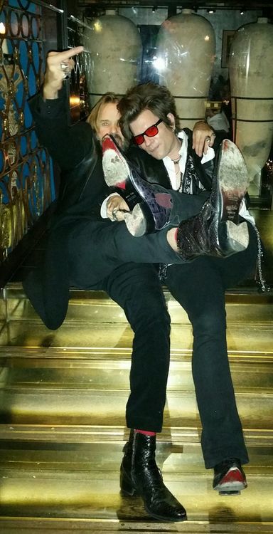 Bastion Highwalk, in his Jeffery-Wests, can't quite make it up the stairs!