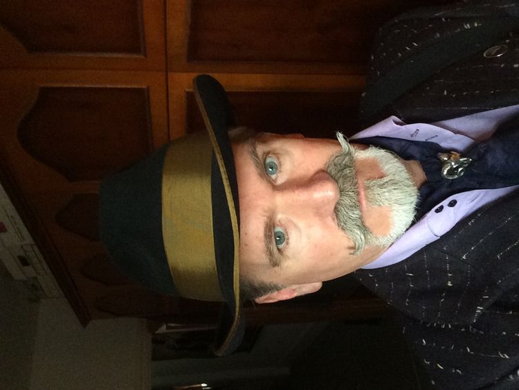 Darcy Sullivan garbed with his Crowley Ram Skull ring and cravat!