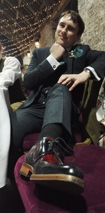 Aaron immersed in the pursuit of pleasure at his wedding!