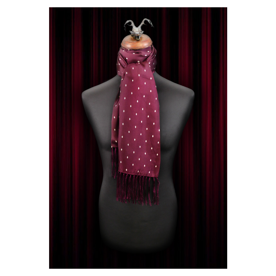 The Jewel - Wine/White Diamond Silk Wool backed scarf